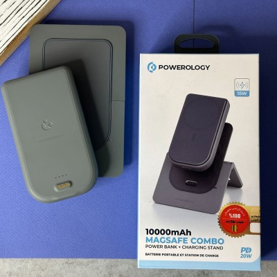 پاور بانک Power Bank و استند وایرلس پاورولوژی POWEROLOGY مدل 10000 mAh مدل PPBCHA21GY با گارانتی